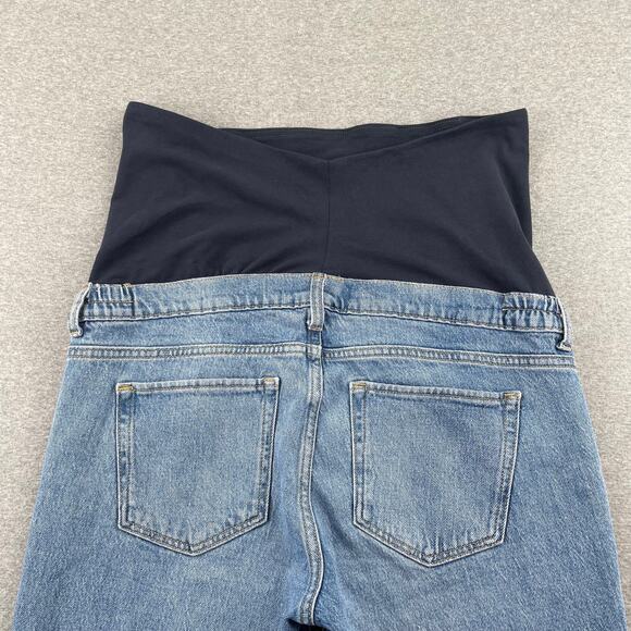 MANGO Maternity Jeans Sz 6 Blue Straight Leg Over-The-Belly Cropped Light Wash - Picture 10 of 16